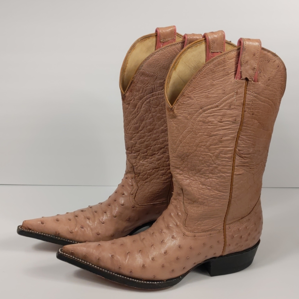 Pink Ostrich Ladies Cowboy Boots Size 7